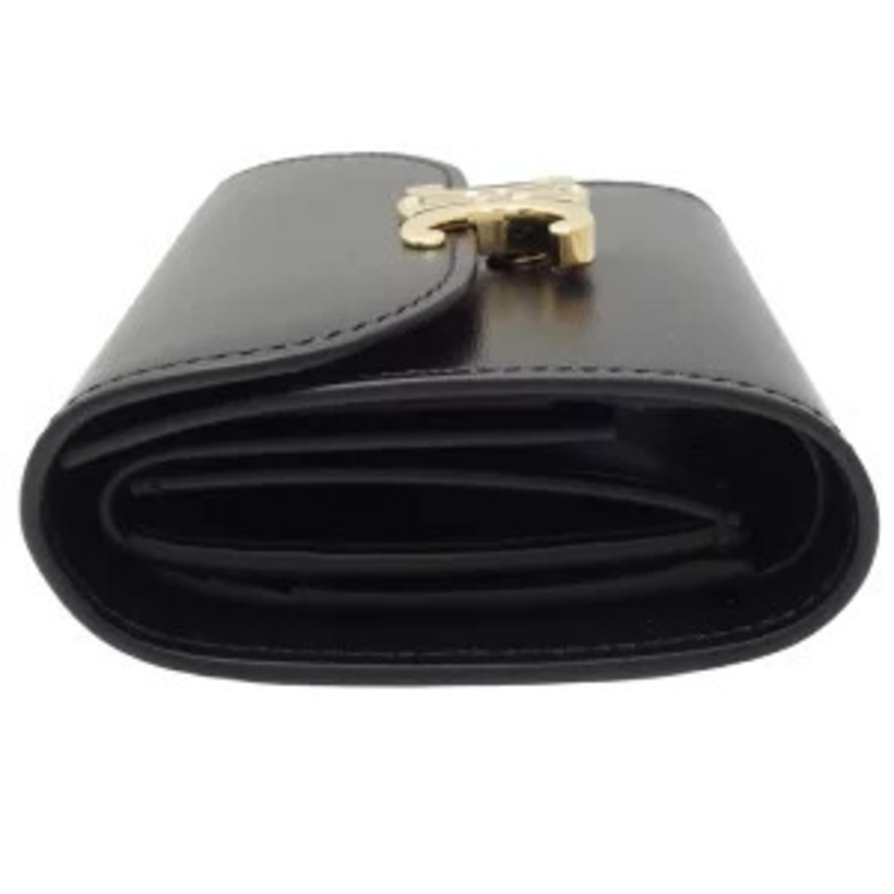 CELINE Wallet Tri fold Triomphe Leather Black - Picture 4 of 8